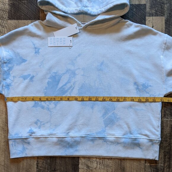 Frankies Bikinis Burl Sweatshirt Cotton Fleece Hoodie Blue Tie Dye - Picture 7 of 7
